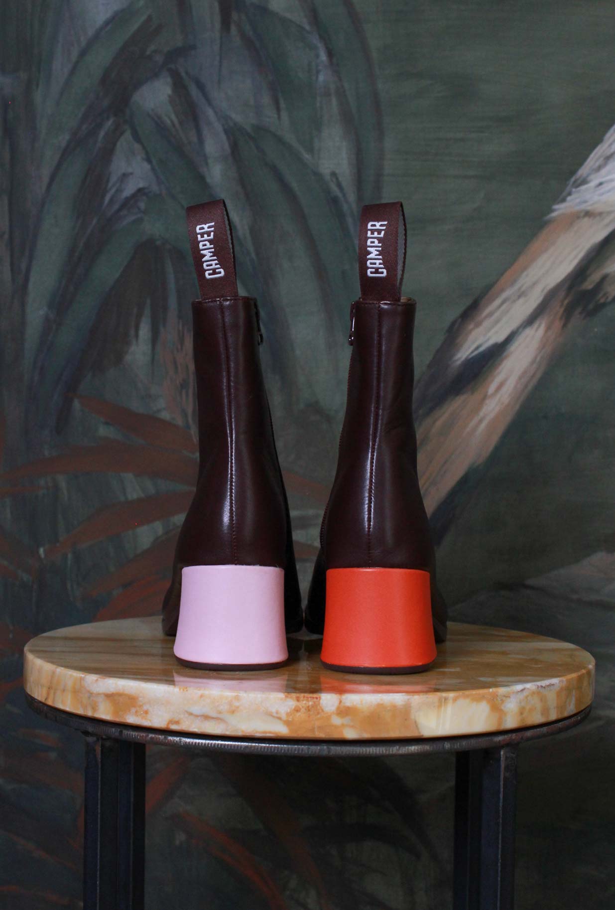 Stivaletto Kora Twins Burgundy Camper in pelle di vitello colore brown donna