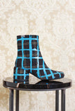 Stivaletto con tacco rotondo 055 di camper in lana tartan turquoise