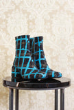 Stivaletto con tacco rotondo 055 di camper in lana tartan turquoise