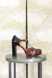 Décolleté Plateau Uyaro di Chie Mihara fascino rétro-chic realizzato in pregiata pelle color Marron Glacé da Donna