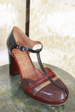 Décolleté Plateau Uyaro di Chie Mihara fascino rétro-chic realizzato in pregiata pelle color Marron Glacé da Donna