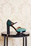 Sandalo Dècolletè Yedi di Chie Mihara con Plateau tacco 105 color antique green