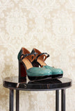 Sandalo Dècolletè Yedi di Chie Mihara con Plateau tacco 105 color antique green