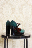 Sandalo Dècolletè Yedi di Chie Mihara con Plateau tacco 105 color antique green