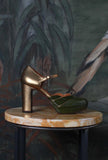 Chie Mihara Fall-Winter Décolleté Plateau Carini Retrò-Chic Olive Green Antique Gold