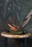 Chie Mihara Reni Day to Night Luminosa  morbida pelle vernice Olive Laminated Gold