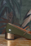 Chie Mihara Reni Day to Night Luminosa  morbida pelle vernice Olive Laminated Gold