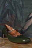 Chie Mihara Reni Day to Night Luminosa  morbida pelle vernice Olive Laminated Gold