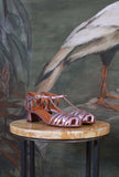 Sandalo gabbietta nenu di chie mihara tacco basso color metallic pink flamingo