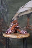Sandalo gabbietta nenu di chie mihara tacco basso color metallic pink flamingo