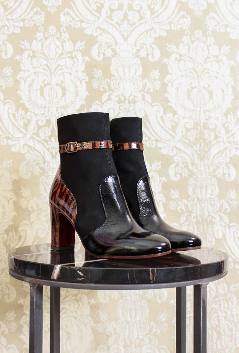 Stivaletto con tacco 075 Wina di Chie MIhara per la collezione fw23 color tribal chic black