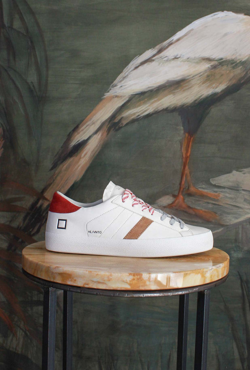 Sneakers Hill Low Vintage Calf Ivory-Red di D.A.T.E. 