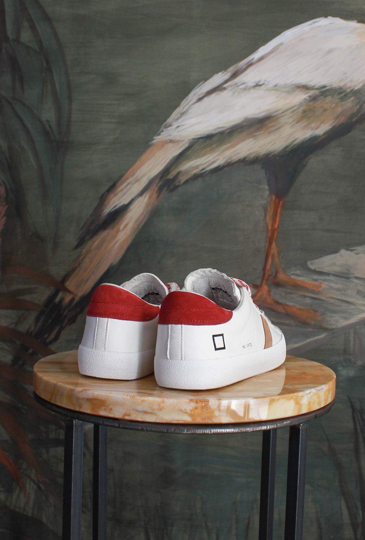 Sneakers Hill Low Vintage Calf Ivory-Red di D.A.T.E. 