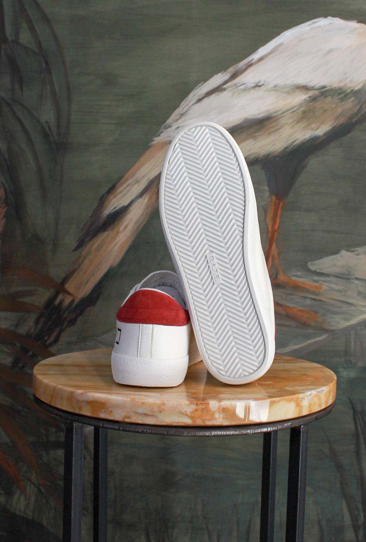 Sneakers Hill Low Vintage Calf Ivory-Red di D.A.T.E. 