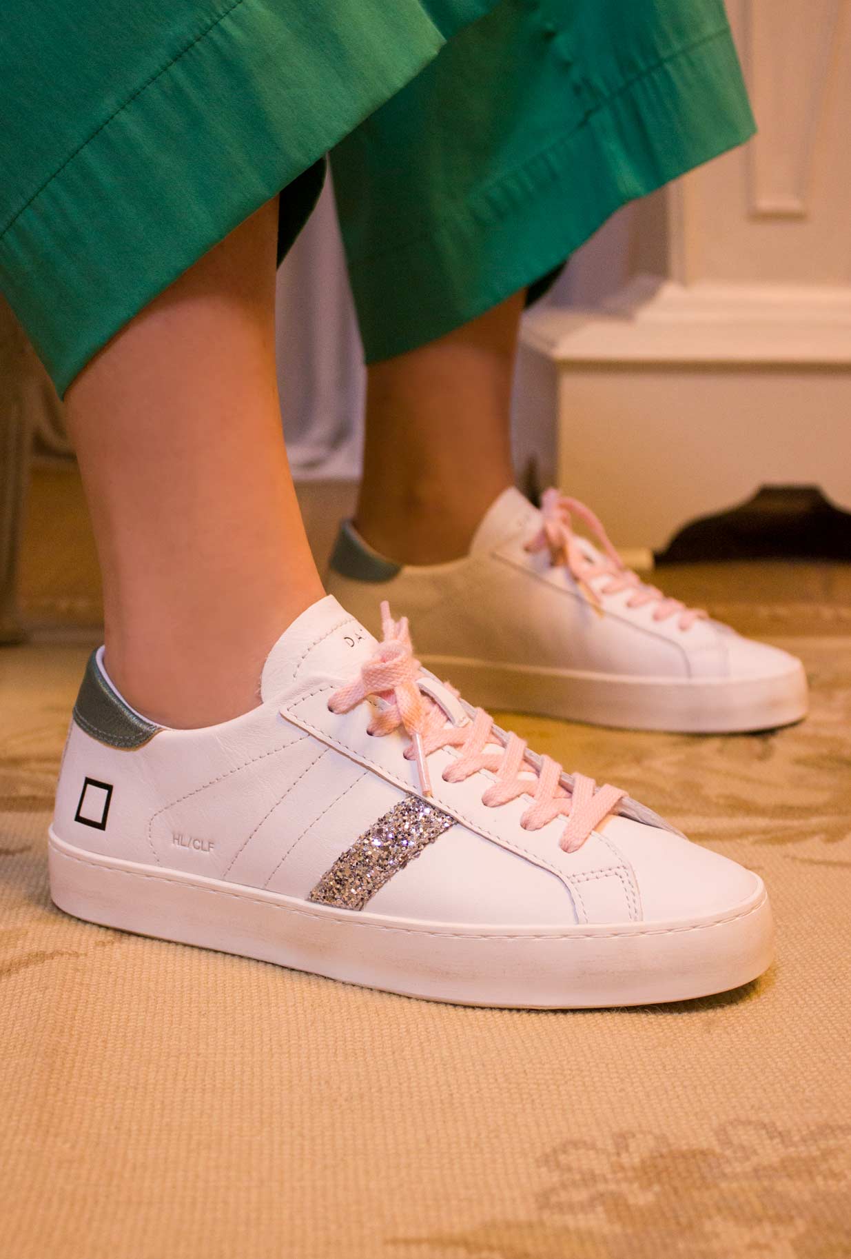 Date Sneakers Donna Hill Low Calf White Green