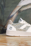 D.A.T.E. sneaker da tennis anni ’70 modello Court 2.0. in glitter color Platinum da Donna
