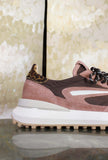 Sneaker ATHLETA di D.A.T.E. scarpe da corsa degli anni ’70 in nylon con inserti in suede Brown-Pink da Donna