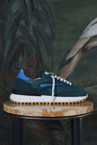 nuova sneakers athleta di date color verde bottiglia e azzurro in nylon e suede estate 25 uomo