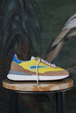 nuova sneakers athleta di date color giallo e azzurro e beige in nylon e suede estate 25 uomo