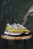 nuova sneakers athleta di date color giallo e azzurro e beige in nylon e suede estate 25 uomo