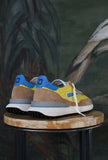 nuova sneakers athleta di date color giallo e azzurro e beige in nylon e suede estate 25 uomo