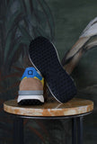 nuova sneakers athleta di date color giallo e azzurro e beige in nylon e suede estate 25 uomo