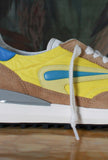 nuova sneakers athleta di date color giallo e azzurro e beige in nylon e suede estate 25 uomo