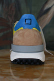 nuova sneakers athleta di date color giallo e azzurro e beige in nylon e suede estate 25 uomo