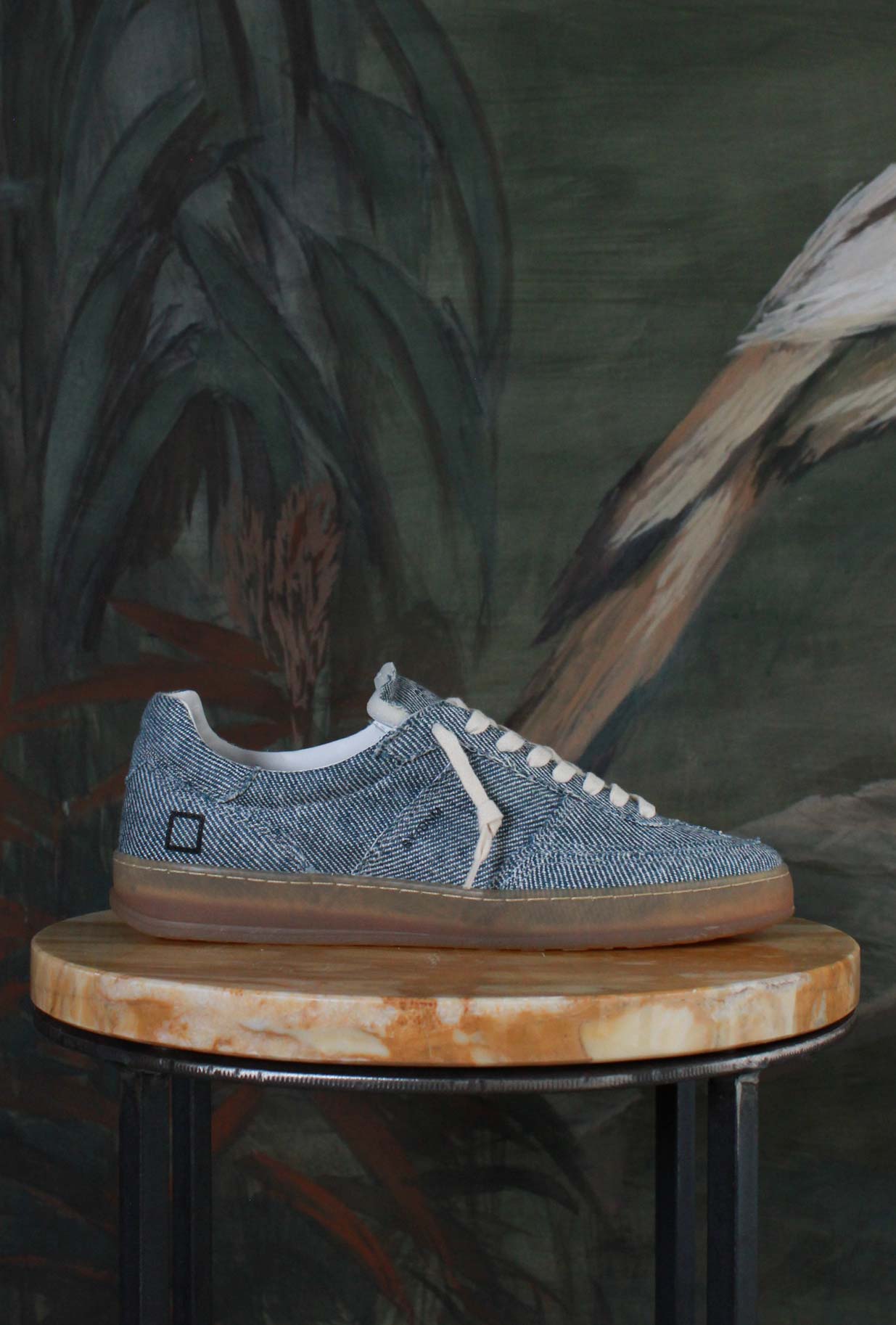 Sneakers sporty bassa in tela denim fringed di date sneakers modello samba 