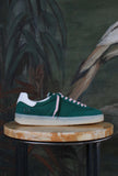 Sneakers sporty bassa in nylon di date sneakers modello samba color verde con lacci rosa