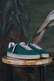 Sneakers sporty bassa in nylon di date sneakers modello samba color verde con lacci rosa