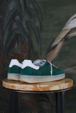 Sneakers sporty bassa in nylon di date sneakers modello samba color verde con lacci rosa