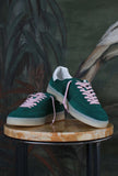 Sneakers sporty bassa in nylon di date sneakers modello samba color verde con lacci rosa