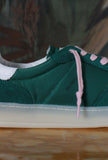 Sneakers sporty bassa in nylon di date sneakers modello samba color verde con lacci rosa
