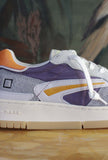 Nuova sneakers toneo di date da donna in nylon viola vintage mood e pelle orange estate 25