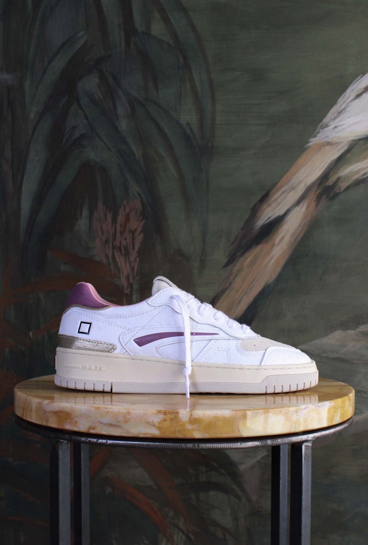 Nuova sneakers toneo di date da donna in pelle off-white purple vintage mood 