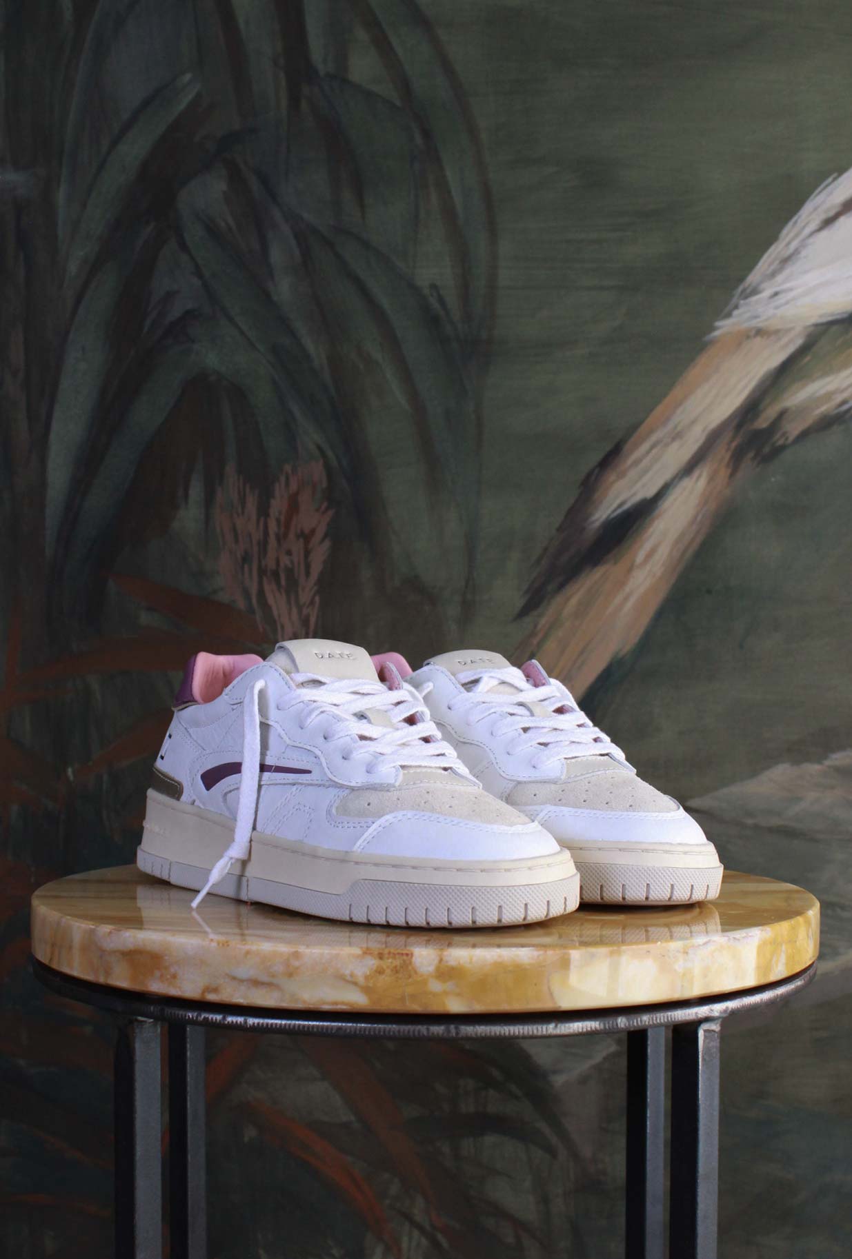 Nuova sneakers toneo di date da donna in pelle off-white purple vintage mood 