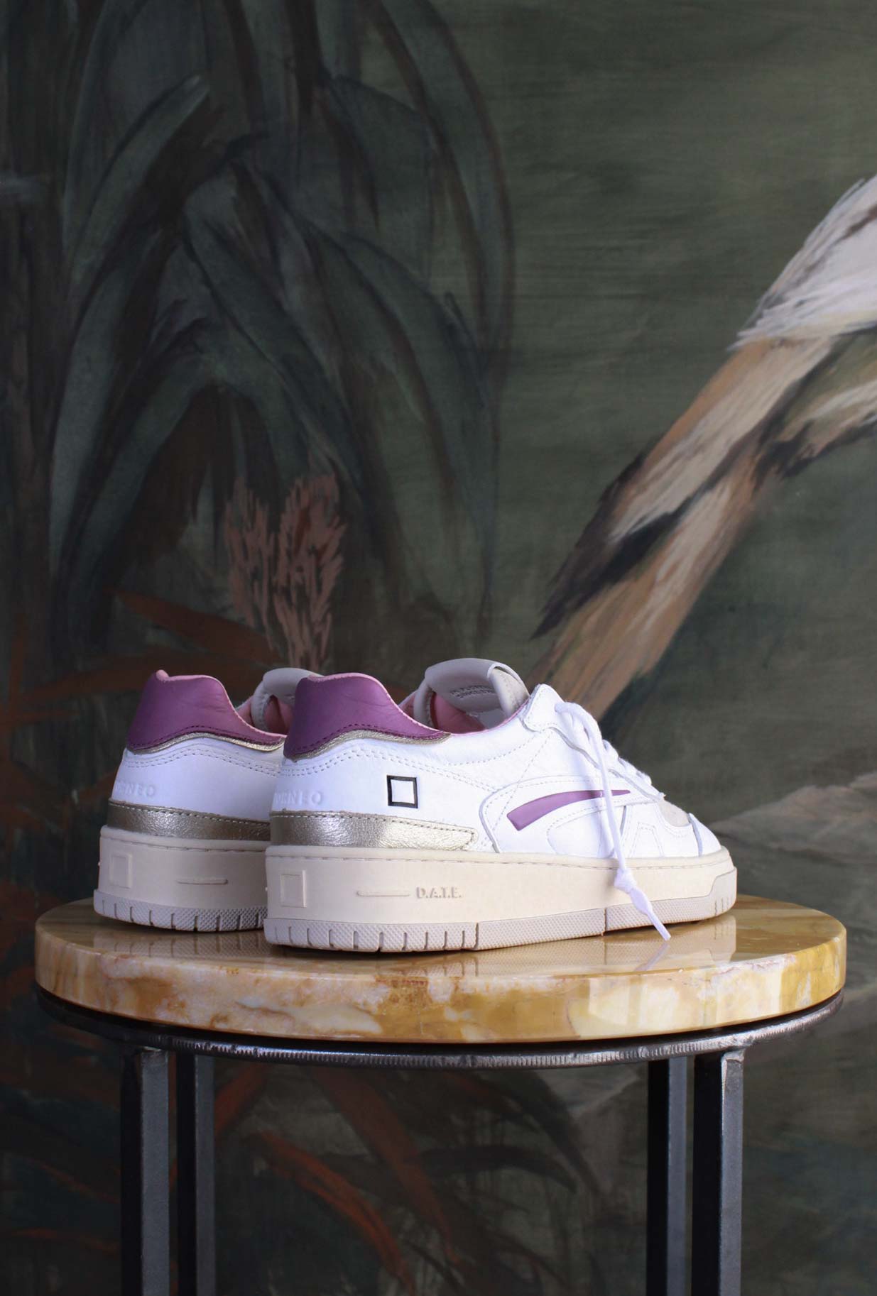 Nuova sneakers toneo di date da donna in pelle off-white purple vintage mood 