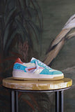 Nuova sneakers toneo di date da donna in nylon vintage mood e pelle azzurra estate 25