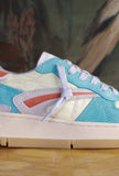 Nuova sneakers toneo di date da donna in nylon vintage mood e pelle azzurra estate 25