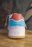 Nuova sneakers toneo di date da donna in nylon vintage mood e pelle azzurra estate 25