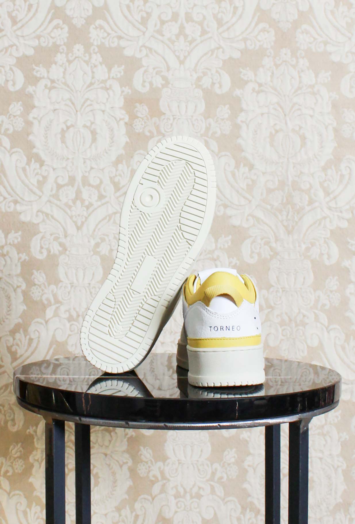 sneakers date donna torneo leather white yellow ss24