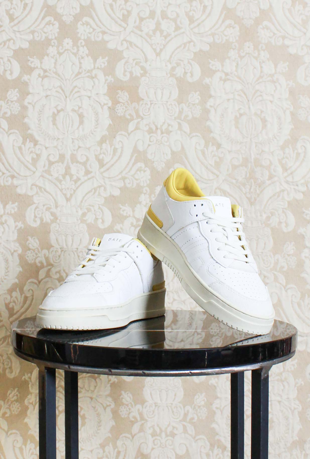 sneakers date donna torneo leather white yellow ss24