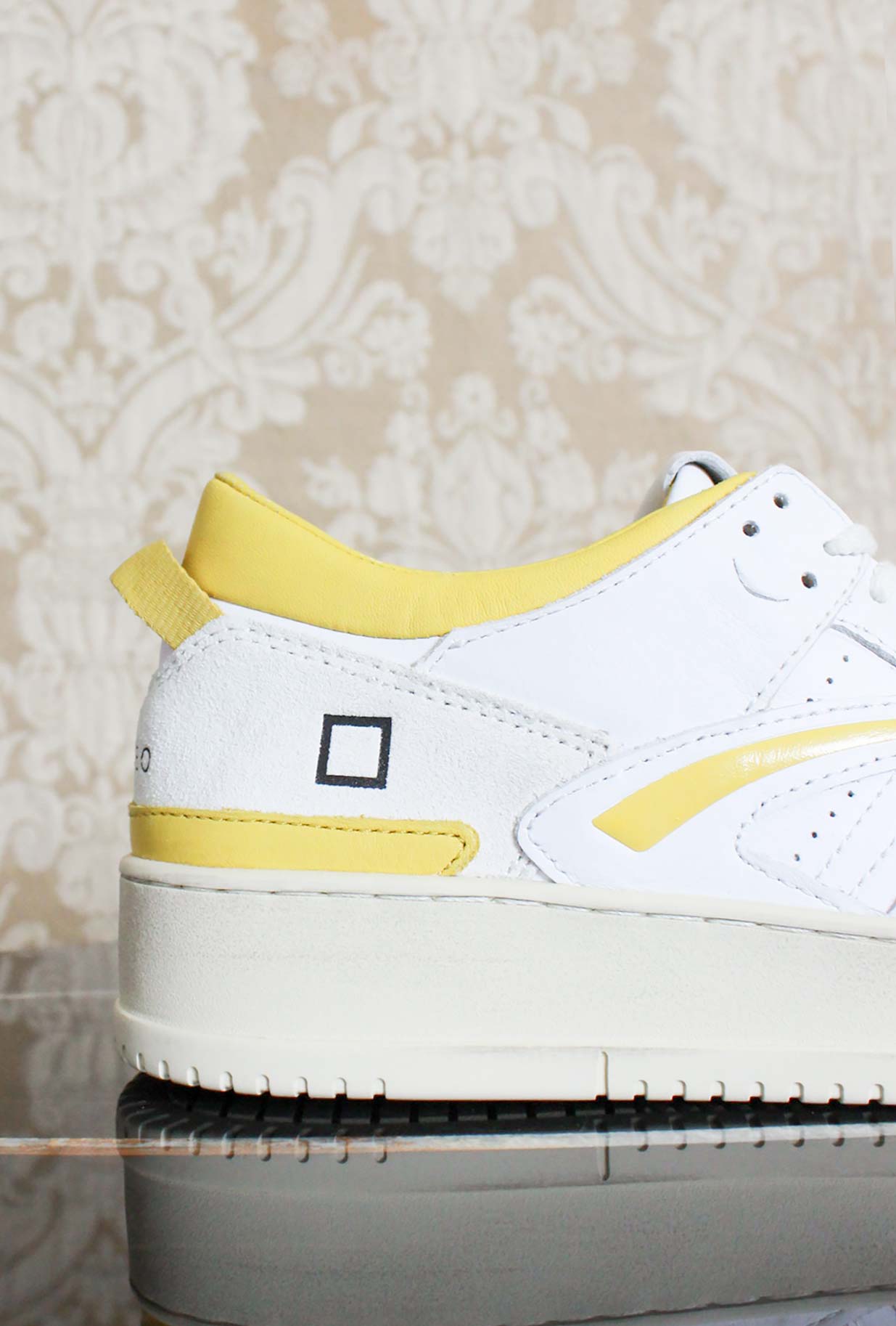 sneakers date donna torneo leather white yellow ss24