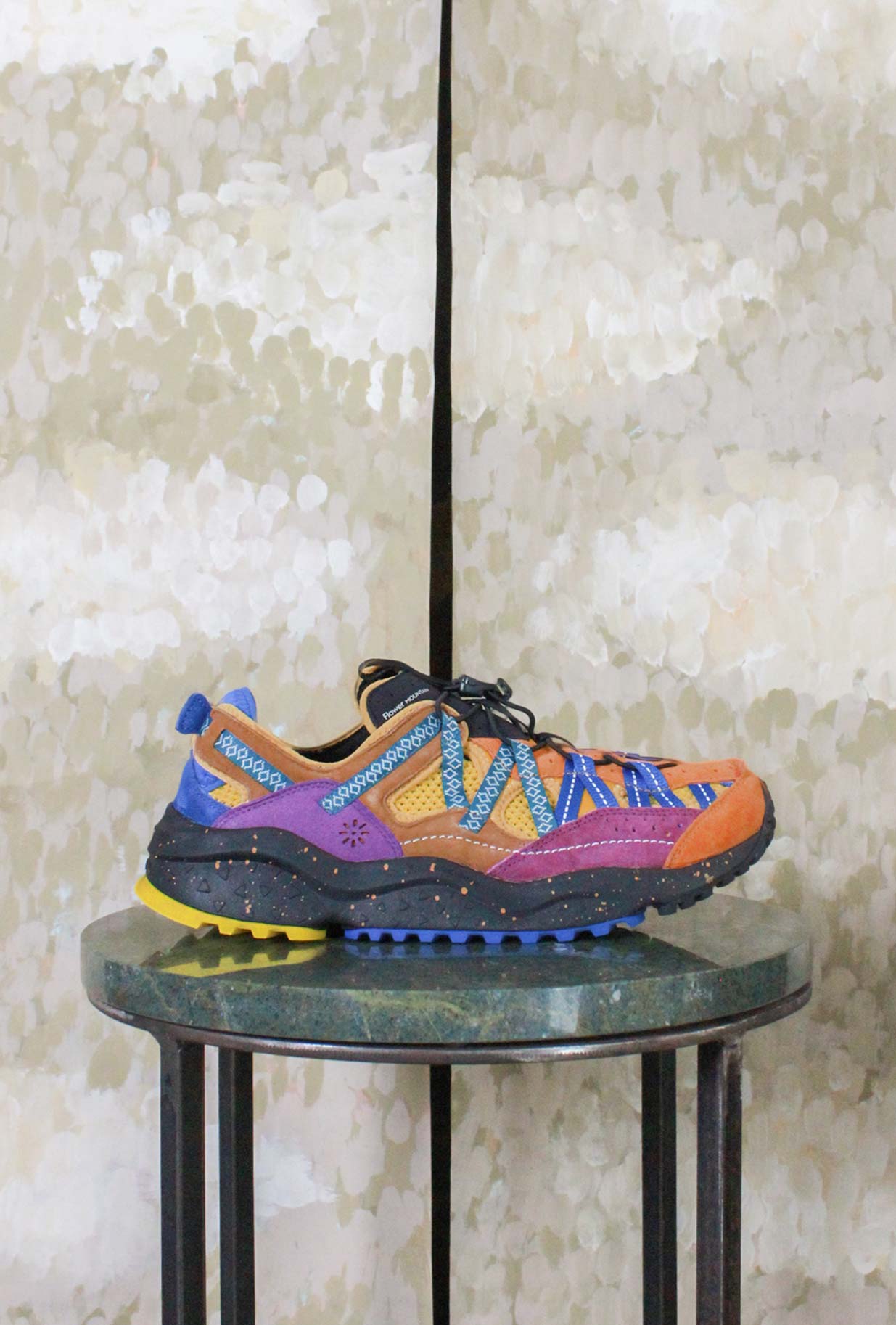 Sneakers Kazana Fall di Flower Mountain  mix di Suede e Lycra in vibrante combinazione cromatica Orange-Yellow-Bordeaux da Uomo