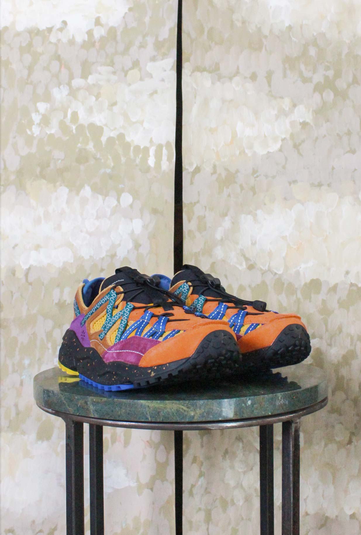 Sneakers Kazana Fall di Flower Mountain  mix di Suede e Lycra in vibrante combinazione cromatica Orange-Yellow-Bordeaux da Uomo