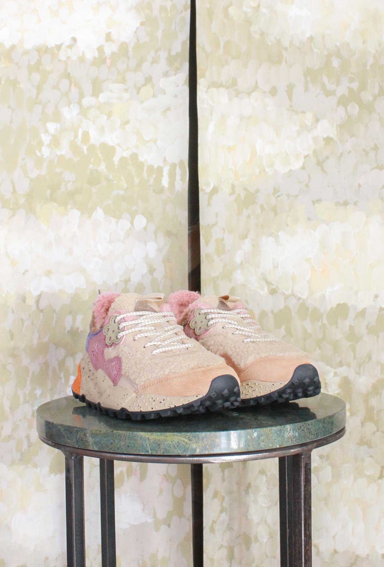 Sneakers Kotetsu Woman Teddy di Flower Mountain in teddy e suede Cognac, Beige e Cipria da Donna