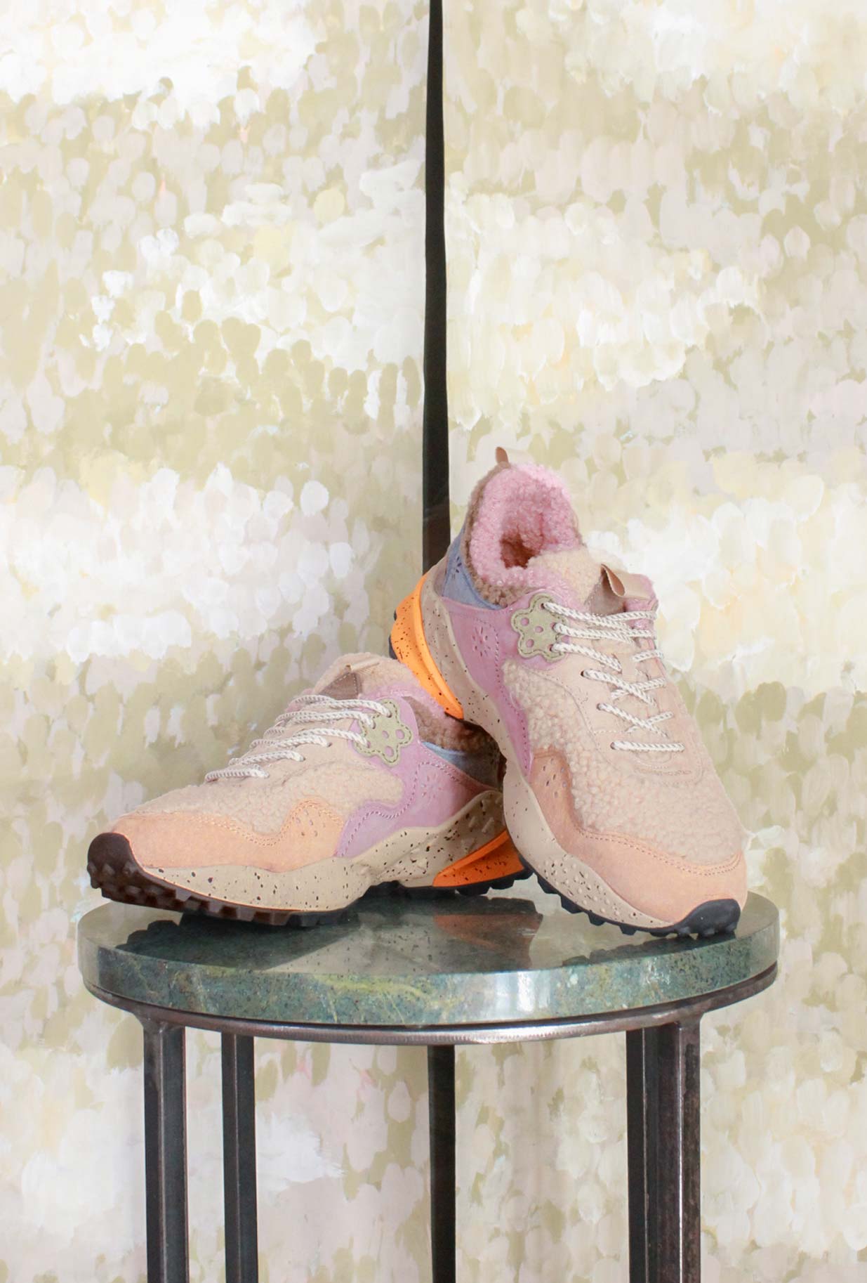 Sneakers Kotetsu Woman Teddy di Flower Mountain in teddy e suede Cognac, Beige e Cipria da Donna