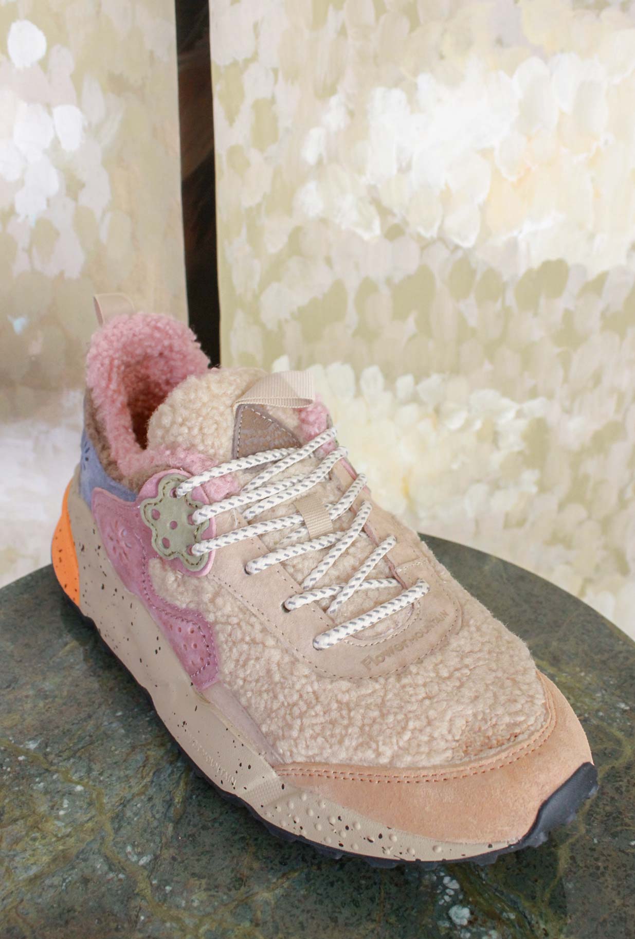 Sneakers Kotetsu Woman Teddy di Flower Mountain in teddy e suede Cognac, Beige e Cipria da Donna