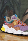 sneakers kotetsu di flower mountain da donna in suede e teddy color grey lilla e light brown